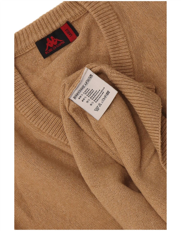 Kappa - Jersey con cuello en V para hombre, talla grande, algodón marrón