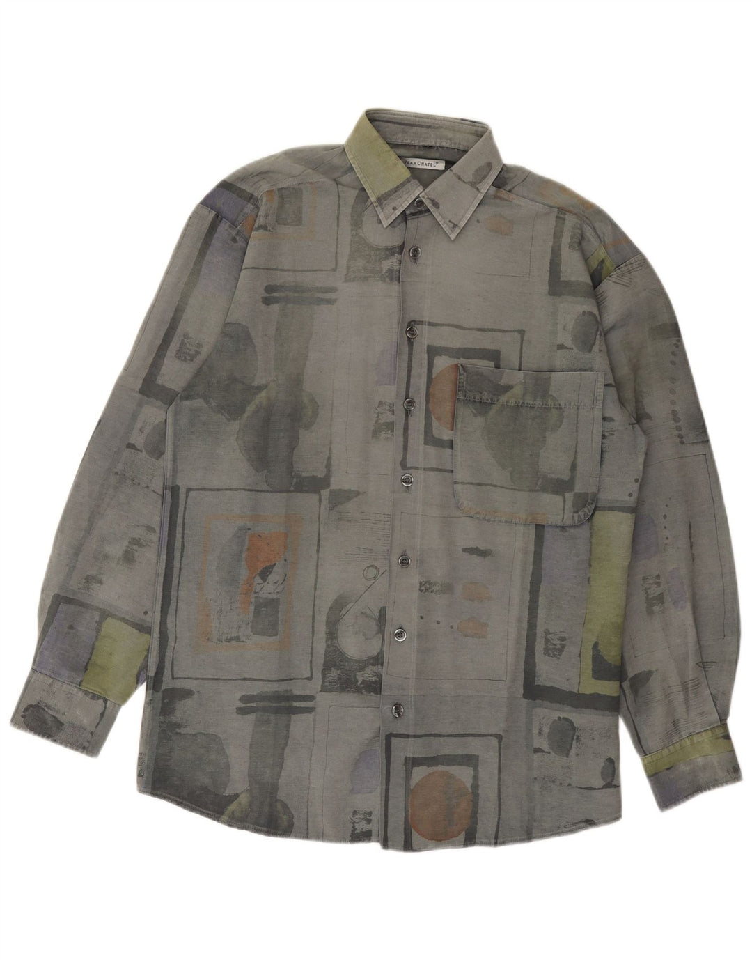 Camisa Jean Chatel Hombre Patchwork Gris Medio