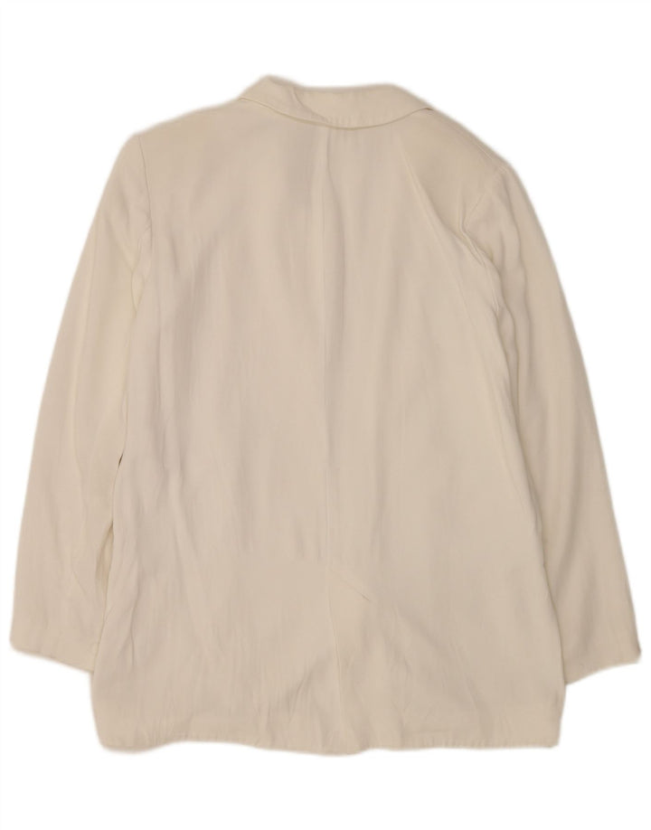 Zara Mujer Chaqueta Americana Abierta De Gran Tamaño UK 10 Small White