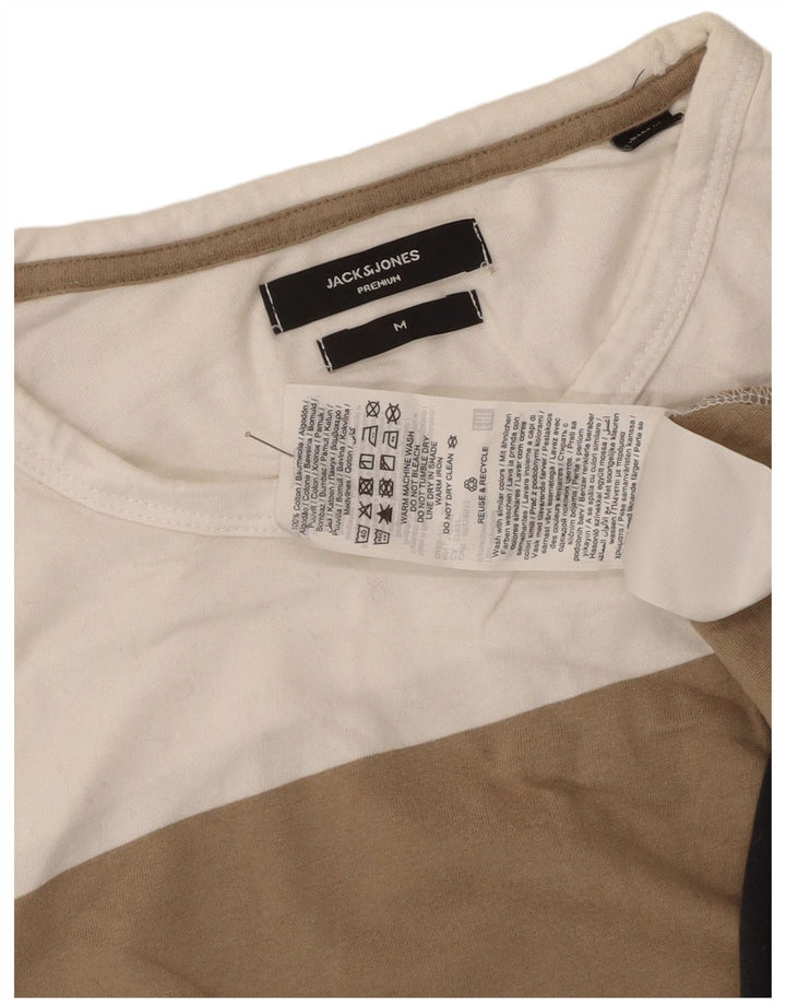 Jack & Jones Hombre Camiseta Top Medium Beige Colorblock Algodón