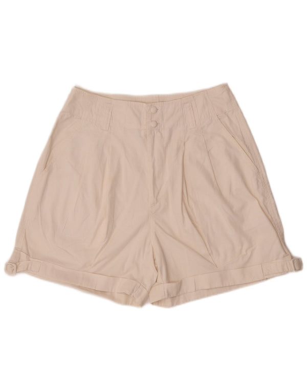 Vintage mujer cintura alta chino pantalones cortos medio W28 blanco apagado