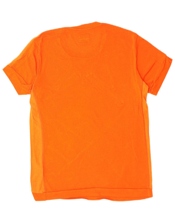 DIESEL Hombre Camiseta Gráfica Top Small Naranja Colorblock Algodón