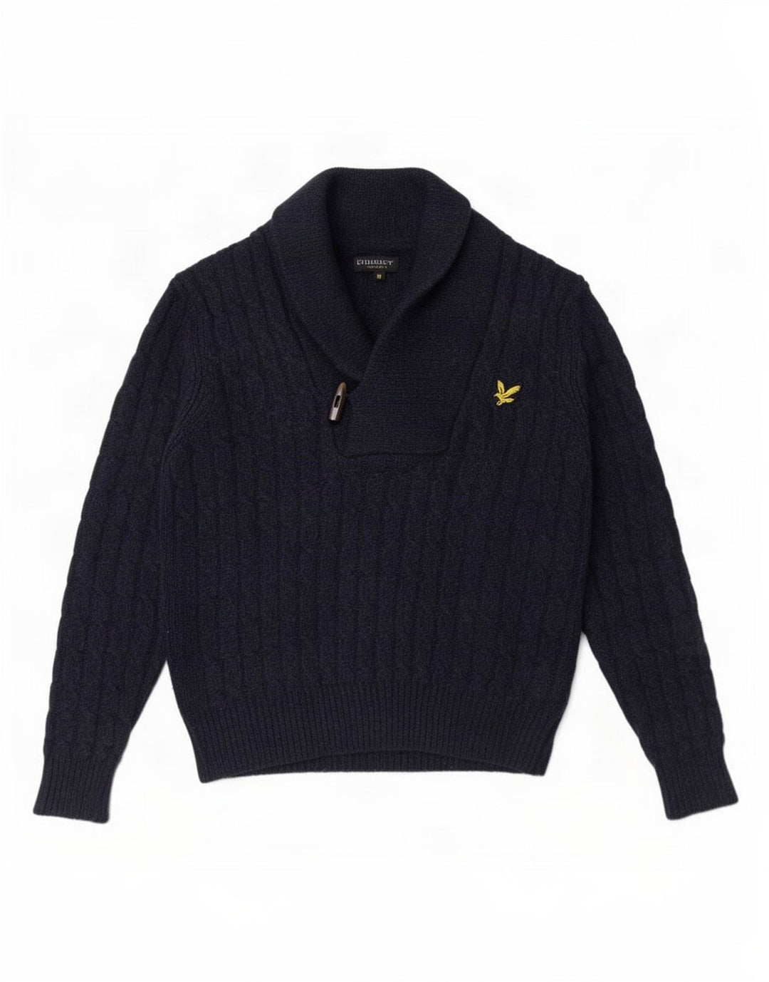 Lyle & Scott Jersey tipo jersey con cuello chal para hombre de lana azul marino medio
