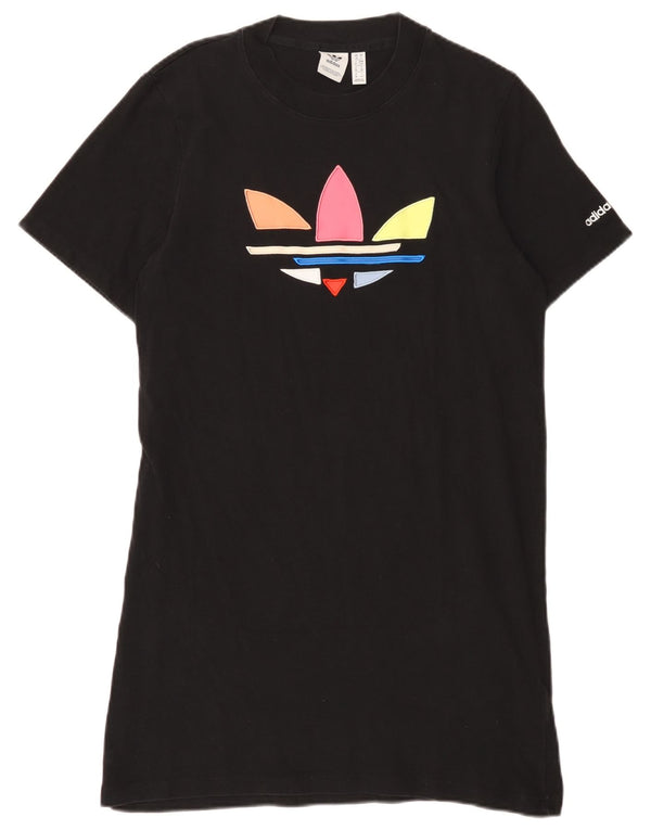 Adidas Vestido de camiseta gráfico para mujer UK 10 Small Black Cotton