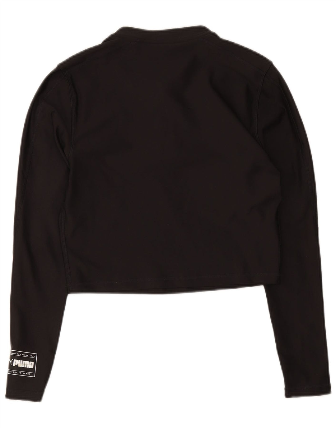 Puma Mujer Crop Zip Neck Jersey Chándal Top UK 12 Medium Negro