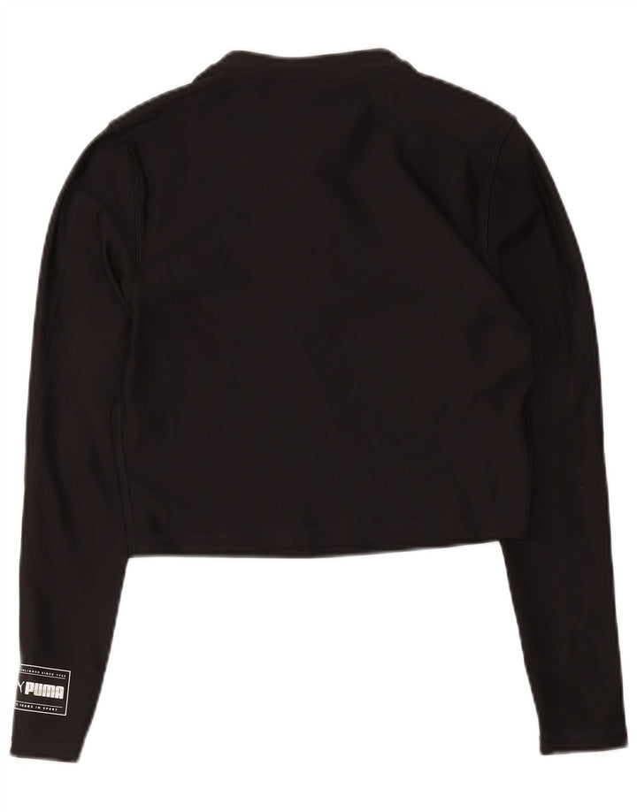 Puma Mujer Crop Zip Neck Jersey Chándal Top UK 12 Medium Negro