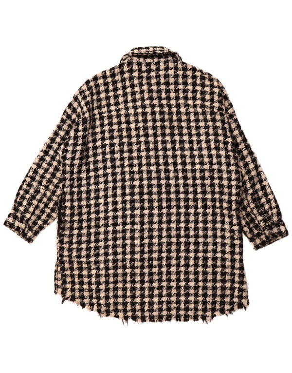 ZARA Camisa sobrecamisa extragrande para mujer UK 10 Small Black Houndstooth