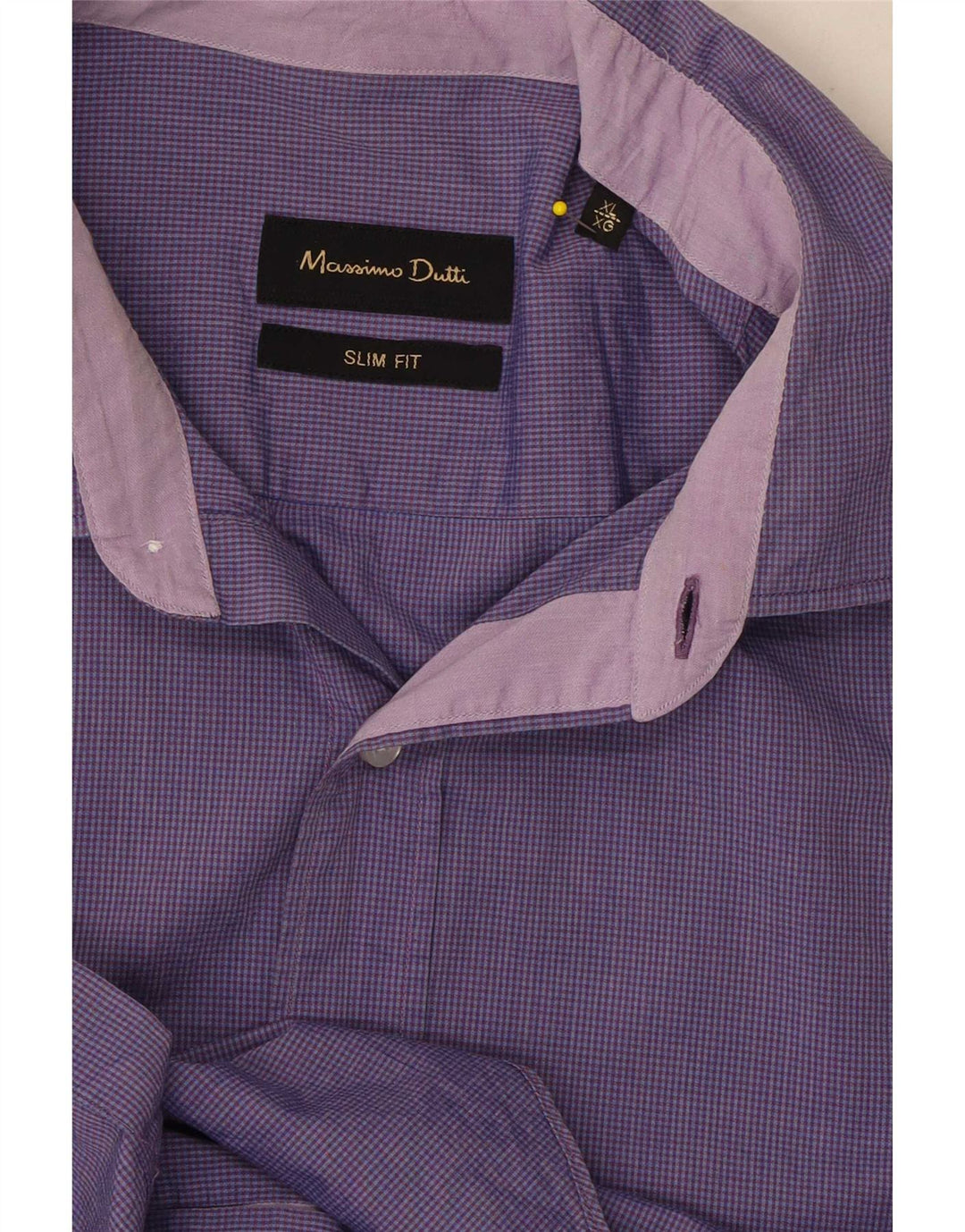 Massimo Dutti Hombre Camisa Slim Fit XL Vichy Morado