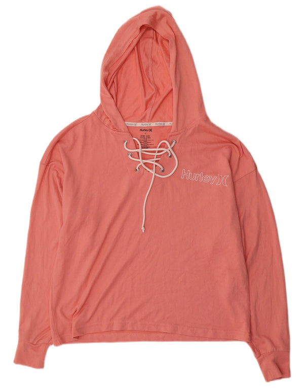 Hurley Top gráfico con capucha para mujer manga larga UK 44 Poliéster rosa medio