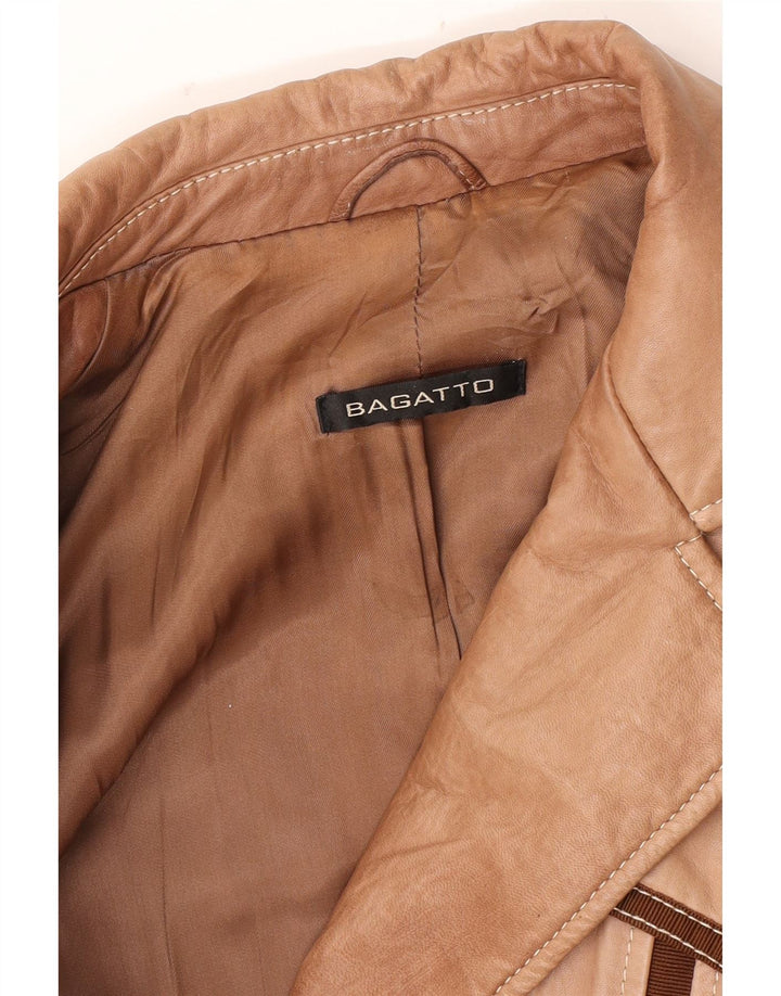 VINTAGE Chaqueta Blazer de cuero de 3 botones para mujer Reino Unido 16 Marrón grande