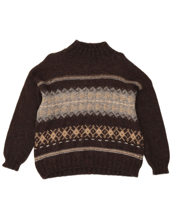 Sisley Suéter tipo jersey con cuello alto para mujer UK 44 Marrón medio Fair Isle