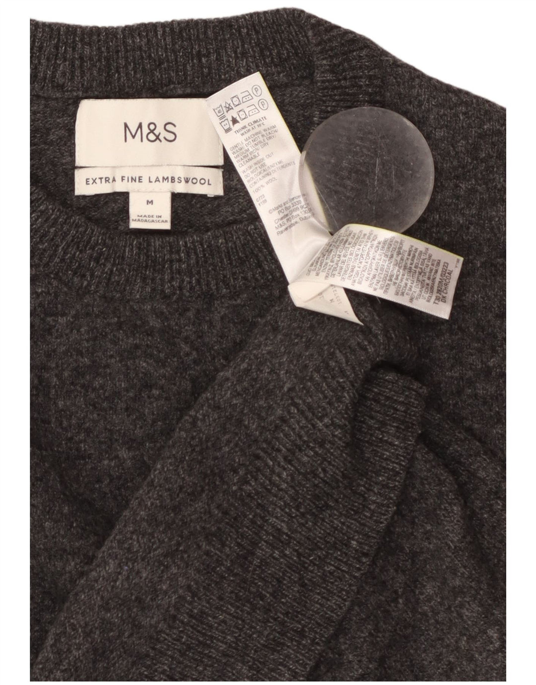 MARKS & SPENCER Suéter tipo jersey con cuello redondo para mujer UK 40 Gris medio