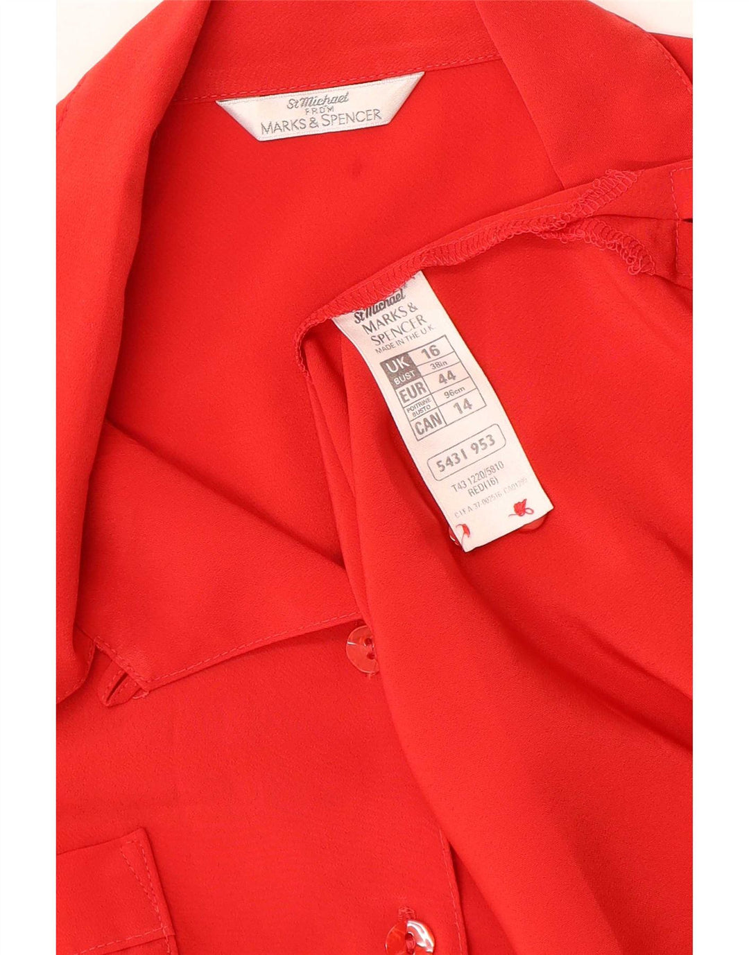 Marks & Spencer Blusa St. Michael para Mujer UK 46 Grande Poliéster Rojo