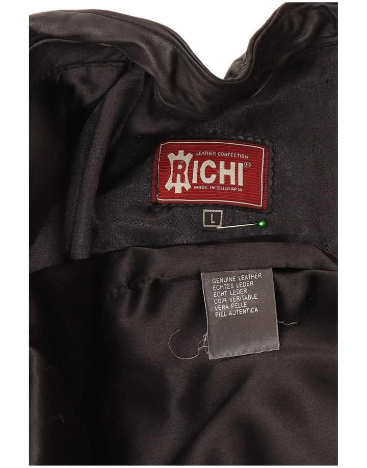 Vintage chaqueta de cuero para hombre Reino Unido 40 cuero negro grande