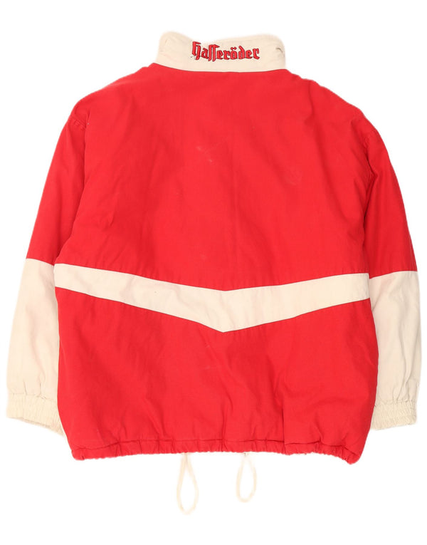 Vintage hombres gráfico cortavientos chaqueta Reino Unido 40 grande blanco colorblock