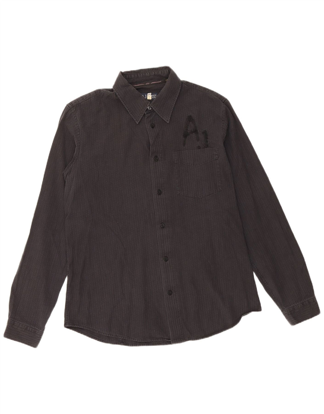 Armani Hombre Camisa Mediana De Algodón A Rayas Negra