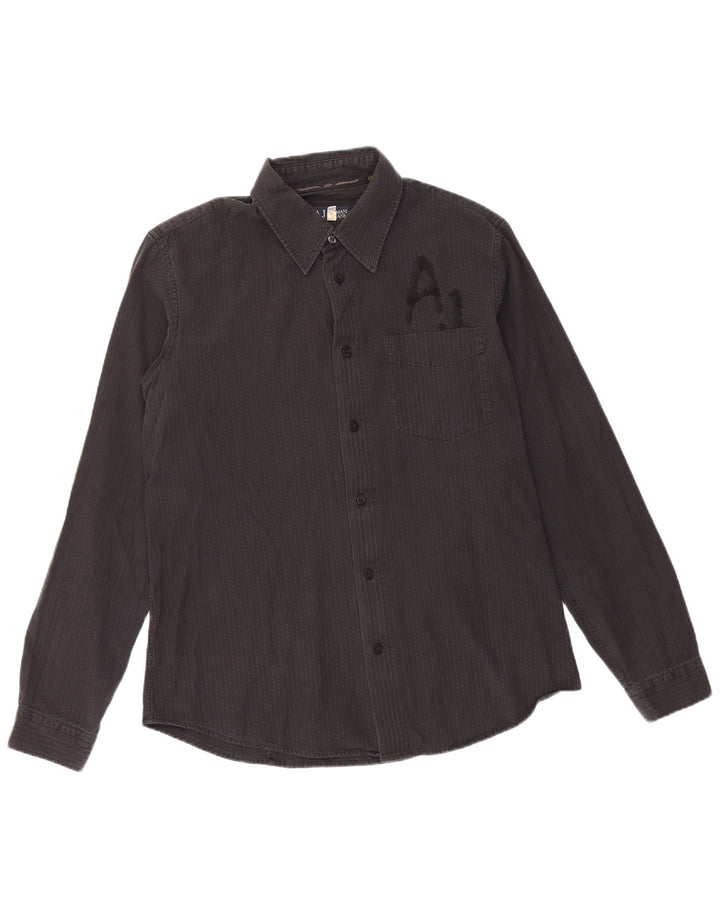 Armani Hombre Camisa Mediana De Algodón A Rayas Negra