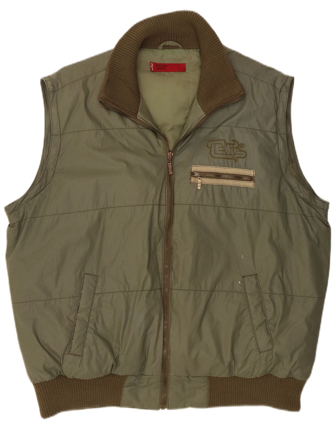 Chaleco acolchado Levi's para hombre Reino Unido 40 Algodón verde grande