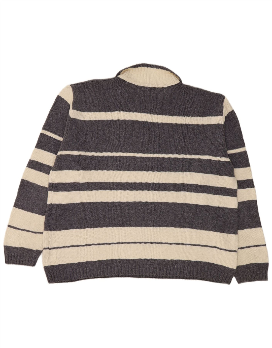 Levi's Hombre Polo Neck Jumper Sweater Grande Gris Rayas Algodón