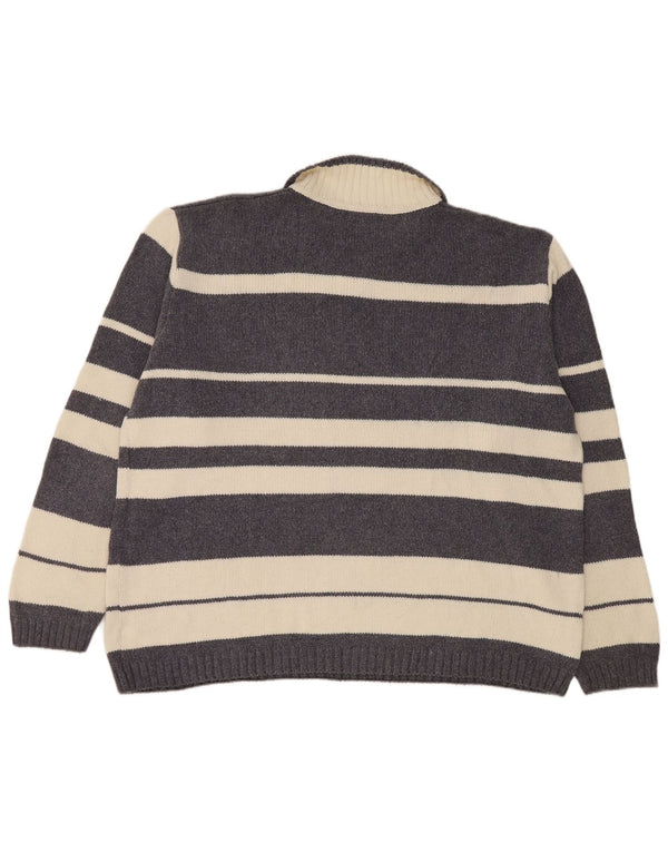 Levi's Hombre Polo Neck Jumper Sweater Grande Gris Rayas Algodón