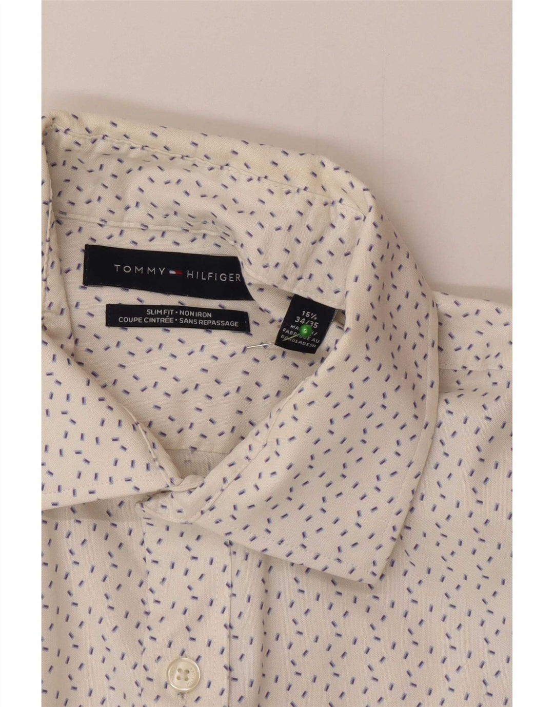 Tommy Hilfiger Camisa Slim Fit para hombre talla 15 1/2 mediana blanca manchada
