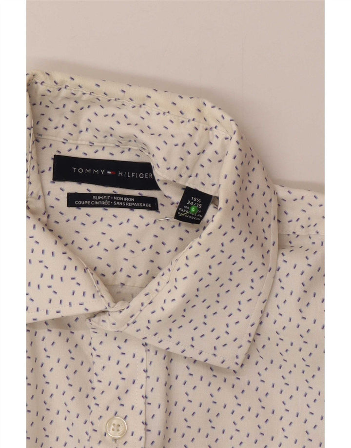 Tommy Hilfiger Camisa Slim Fit para hombre talla 15 1/2 mediana blanca manchada