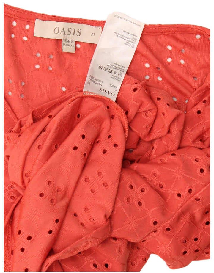 Oasis Blusa de manga corta con lazo frontal para mujer UK 44 Poliéster rojo mediano