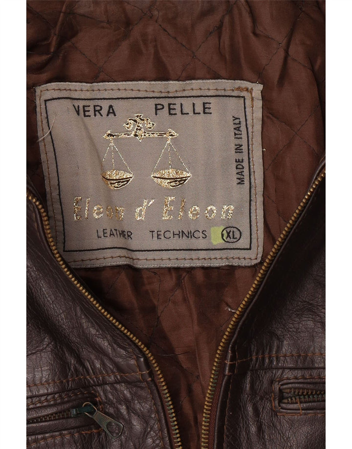 VINTAGE Chaqueta de cuero para hombre Reino Unido 42 XL Cuero marrón