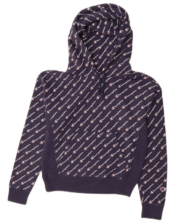 Champion Sudadera con capucha gráfica de tejido inverso para mujer UK 10 Small Azul marino