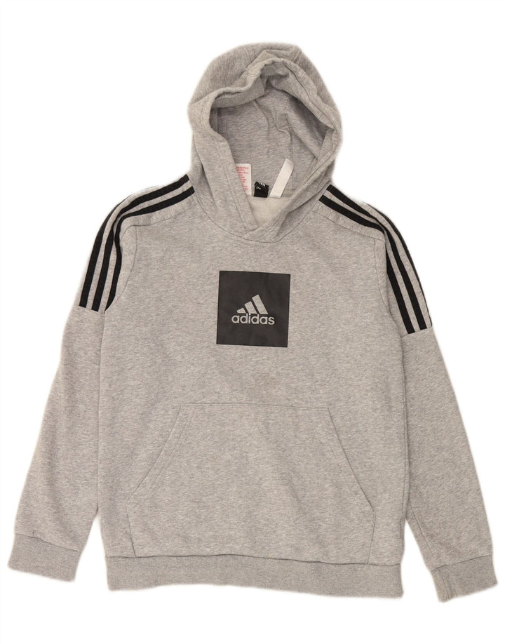 ADIDAS Sudadera con capucha gráfica para niños 13-14 años Algodón gris