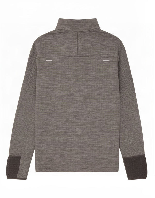 Nike Mens Zip Neck Jersey Chándal Top Pequeño Gris Moteado Poliéster