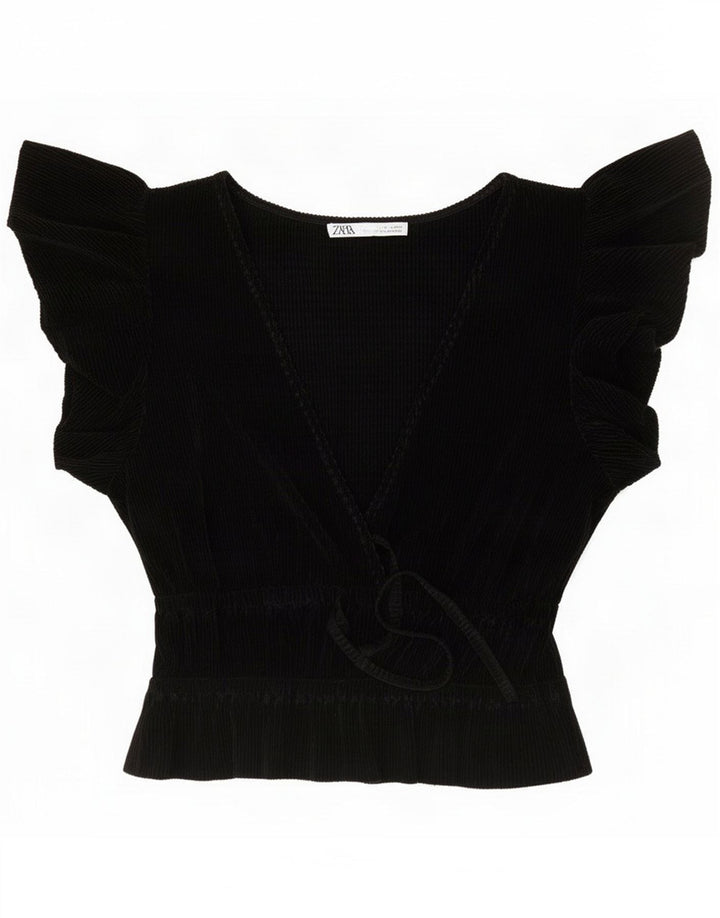 Zara Top corto con alas de murciélago para mujer UK 40 Small Black