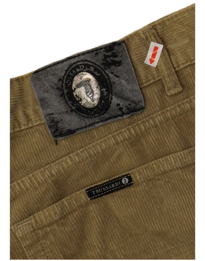 TRUSSARDI Pantalón recto de pana para hombre IT 54 2XL W40 L32 Algodón caqui