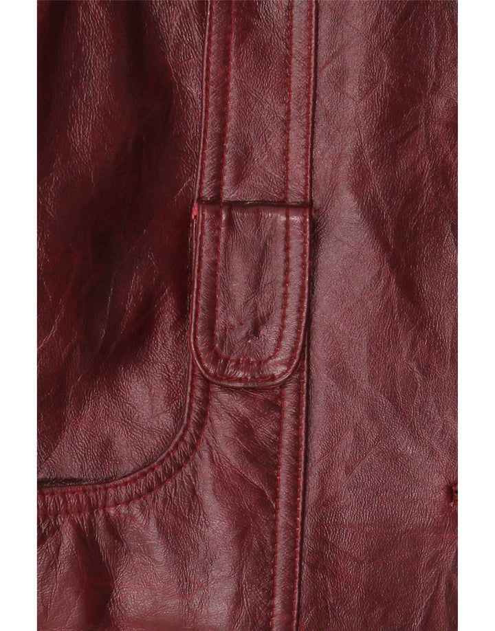 Vintage mujer chaqueta de cuero Reino Unido 26 5XL Borgoña
