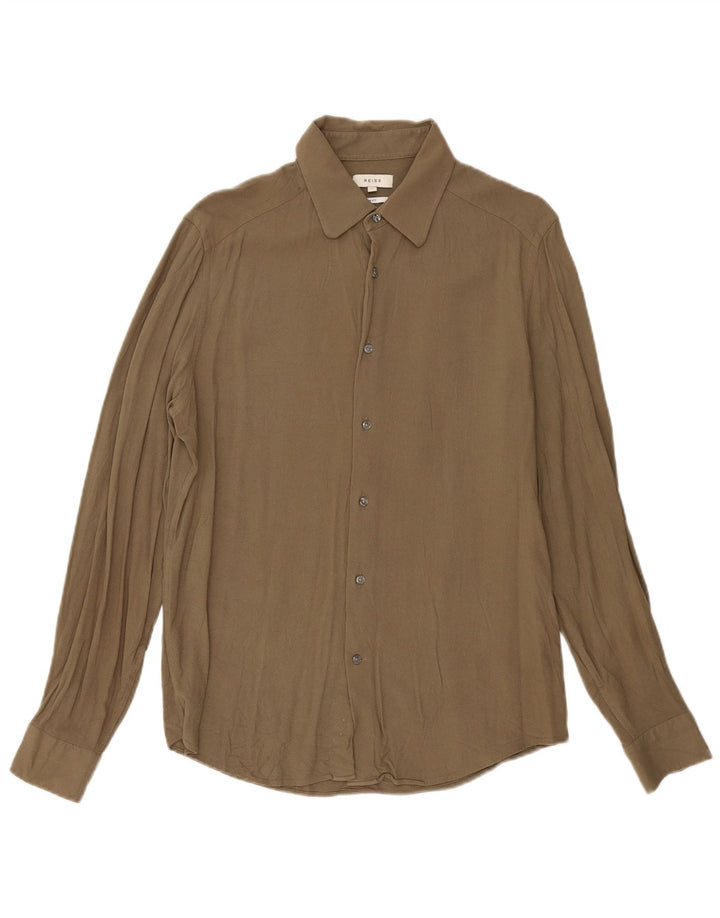 Camisa Reiss Slim Fit De Viscosa Caqui Grande |