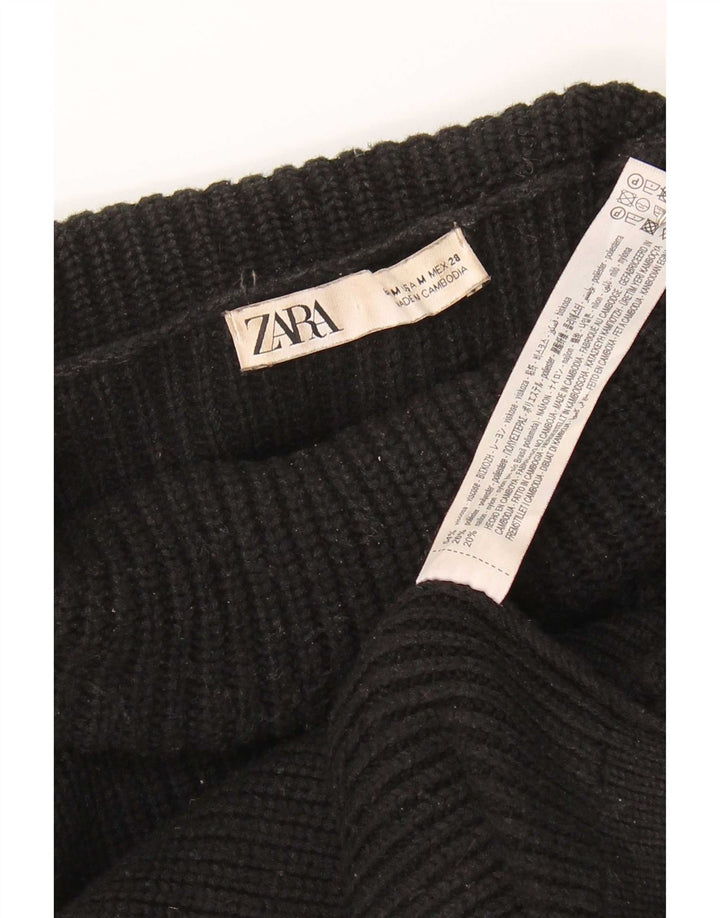 Zara - Jersey con cuello vuelto para mujer, talla M, viscosa negra, Reino Unido 44