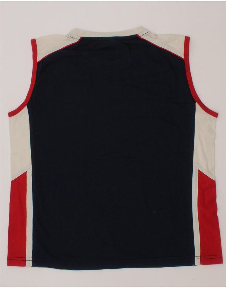 BRUGI Boys Graphic Vest Top 9-10 Years Navy Blue Colourblock Vintage Brugi and Second-Hand Brugi from Messina Hembry 