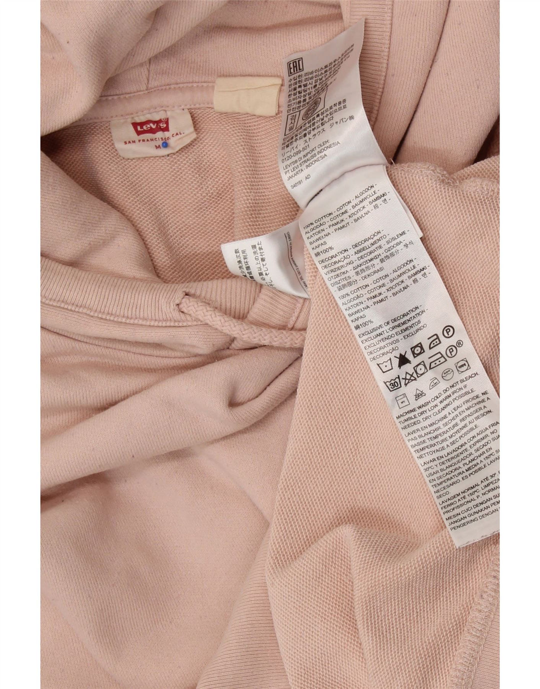 LEVI'S Jersey con capucha extragrande para mujer UK 14 Algodón rosa medio