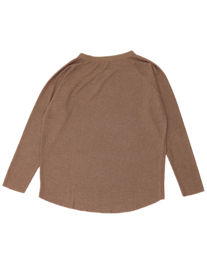 Zara Mujer Top Extragrande Manga Larga UK 10 Small Marrón