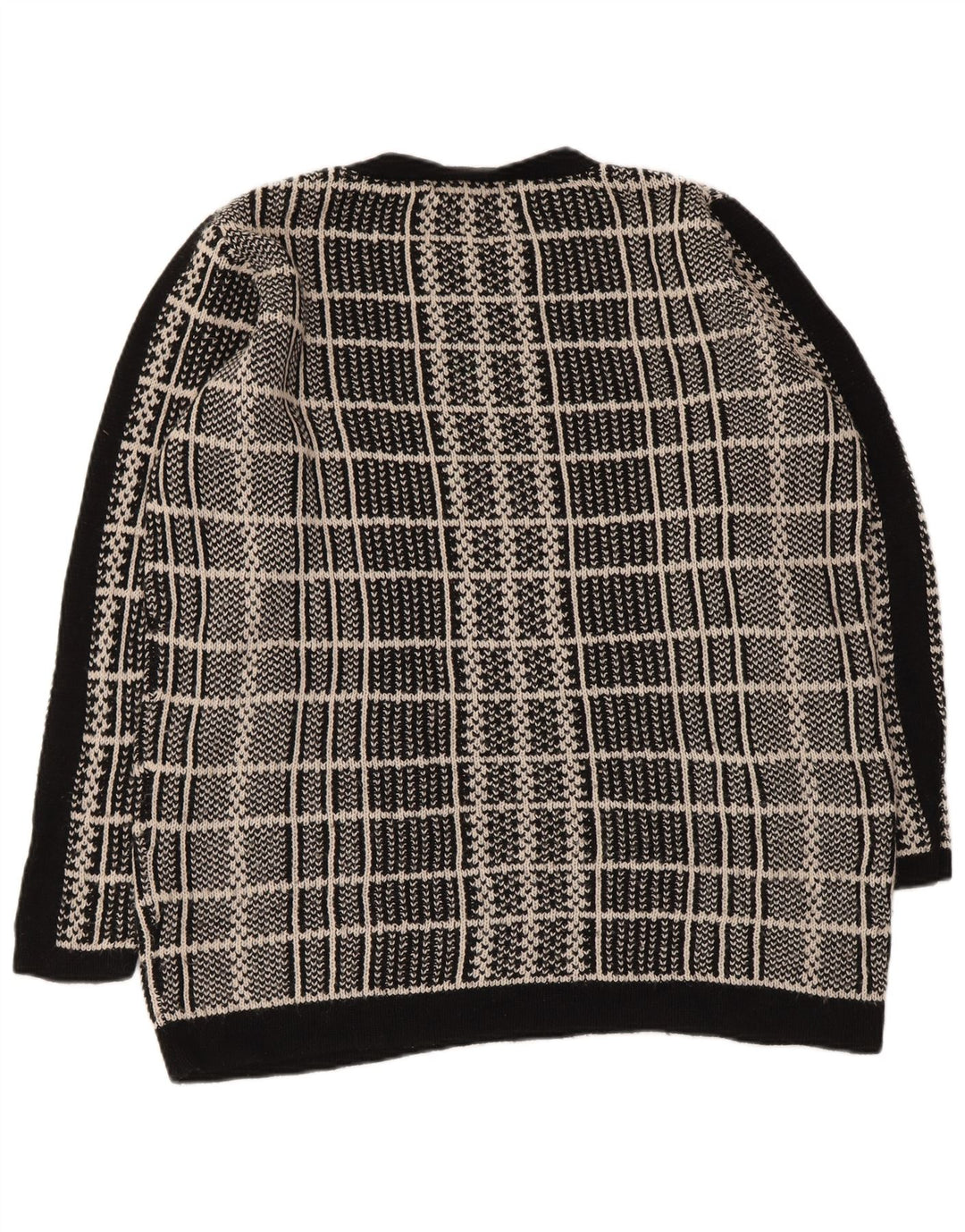 MARKS & SPENCER Suéter tipo jersey con cuello redondo para mujer UK 46 Large Black Check