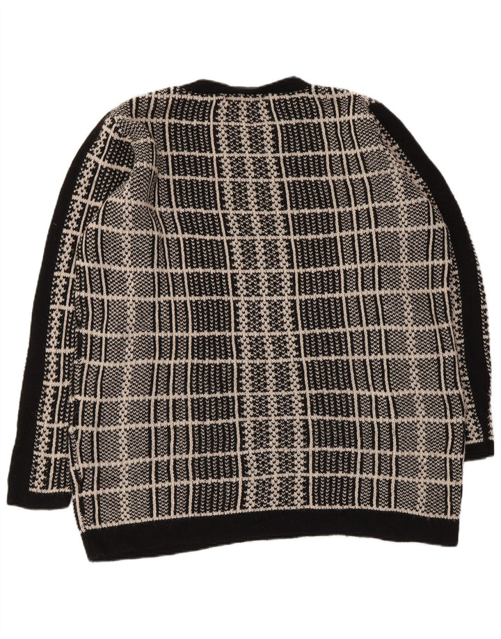 MARKS & SPENCER Suéter tipo jersey con cuello redondo para mujer UK 46 Large Black Check