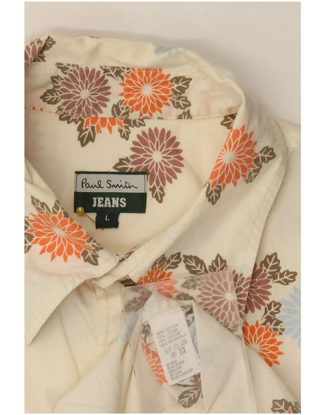 Camisa Paul Smith para hombre grande de algodón floral blanco roto