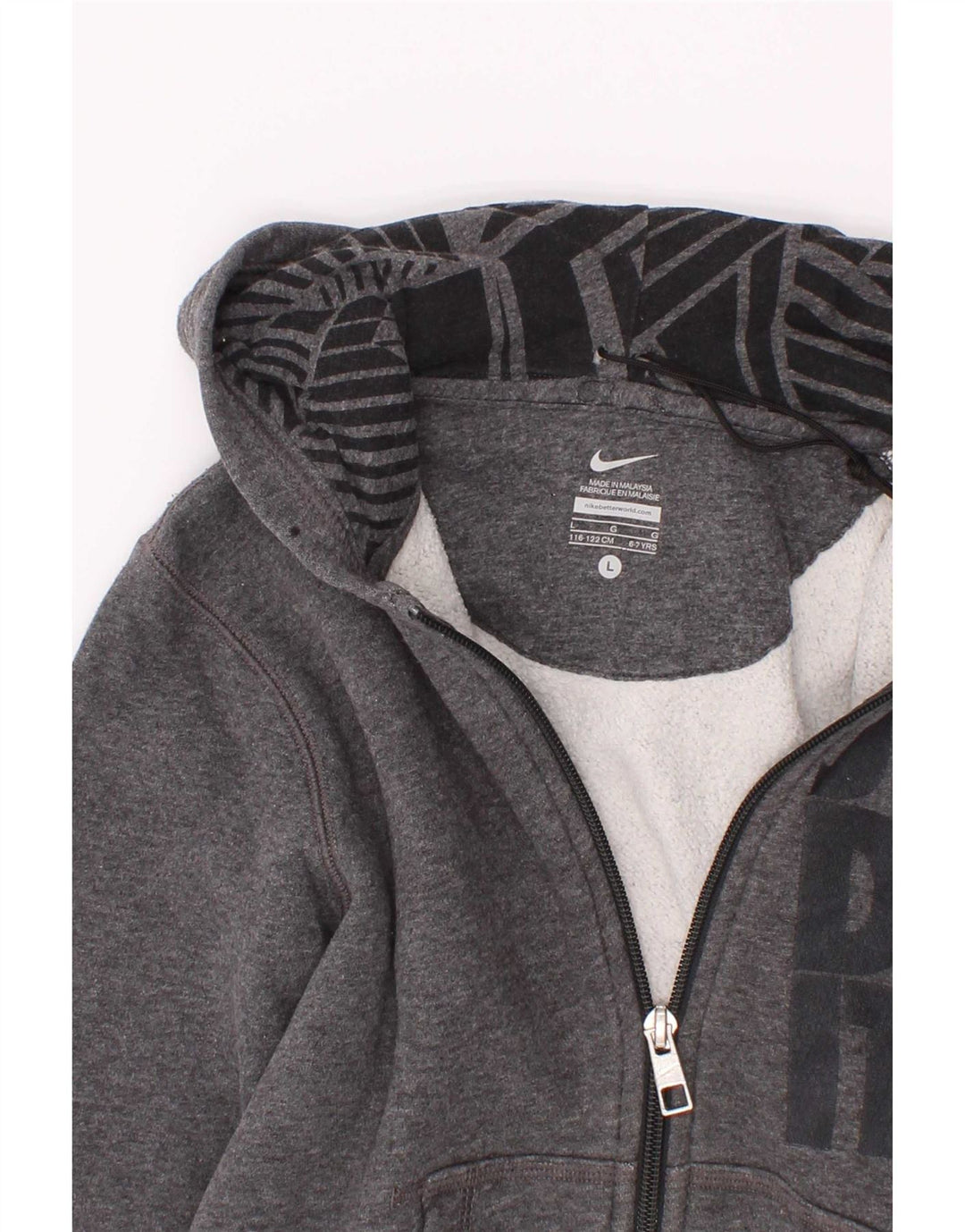 Nike Sudadera con capucha y cremallera gráfica para niños 6-7 años Gris