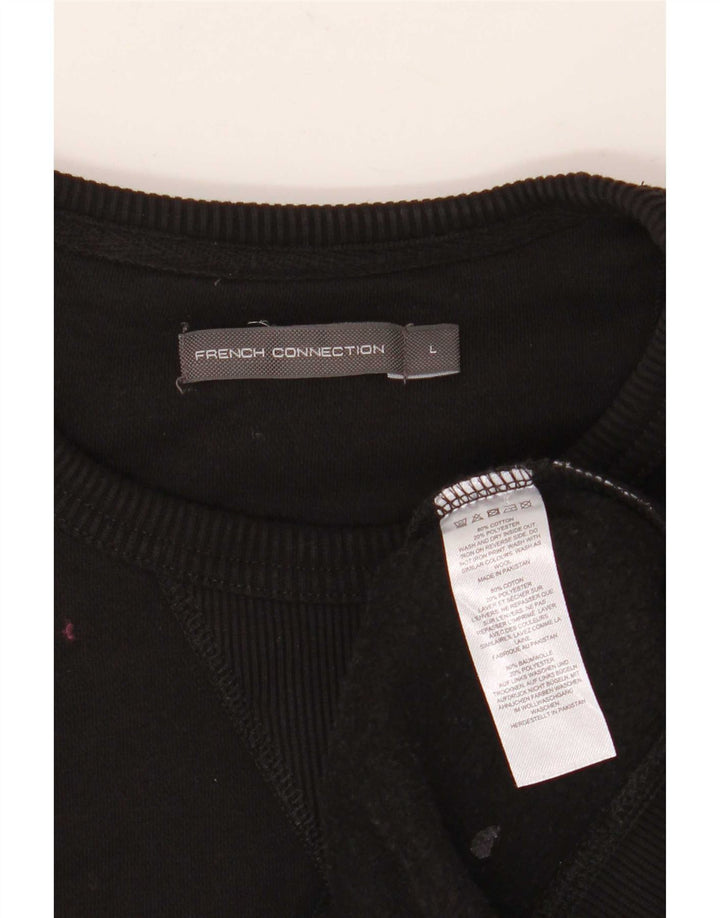 French Connection Sudadera tipo jersey para hombre, talla grande, algodón negro