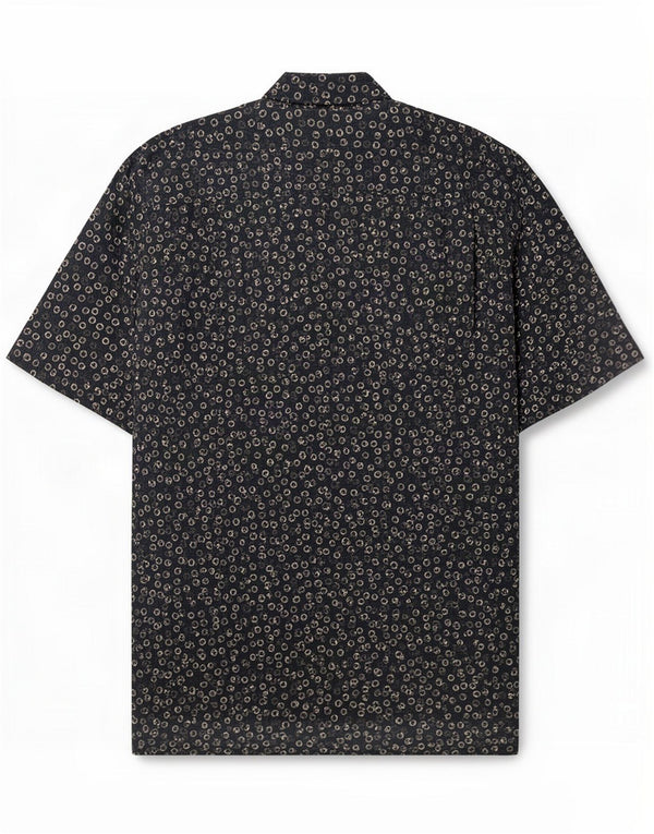 Camisa de manga corta Canda para hombre de C&A Viscosa con lunares azul marino mediano