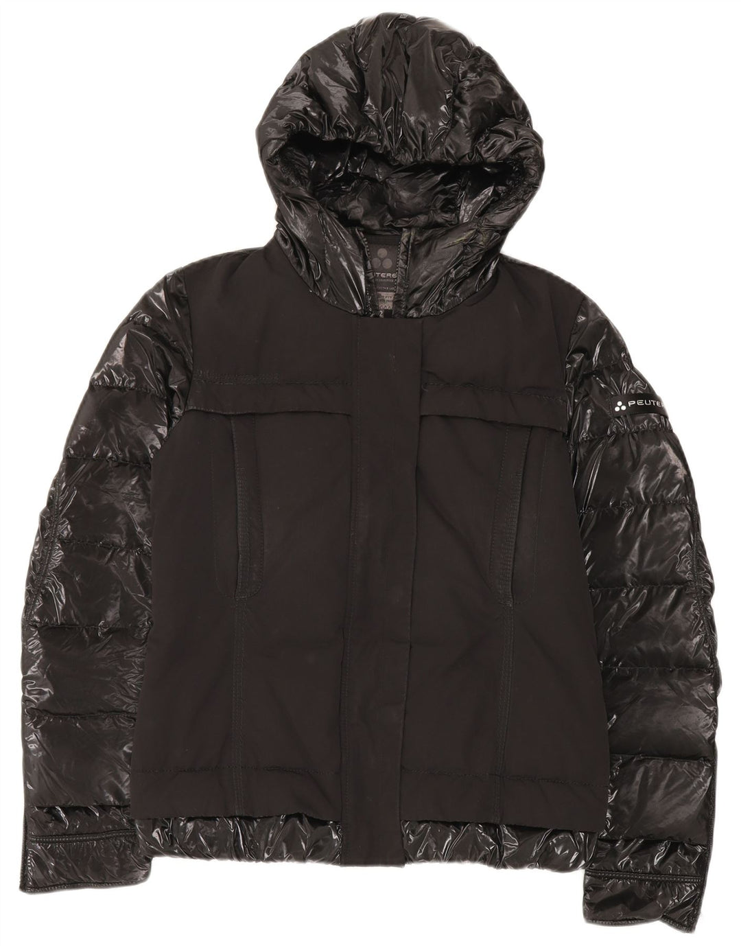 PEUTEREY Chaqueta acolchada con capucha para mujer IT 42 Medium Negro Poliamida