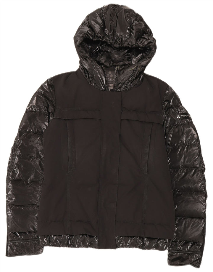 PEUTEREY Chaqueta acolchada con capucha para mujer IT 42 Medium Negro Poliamida