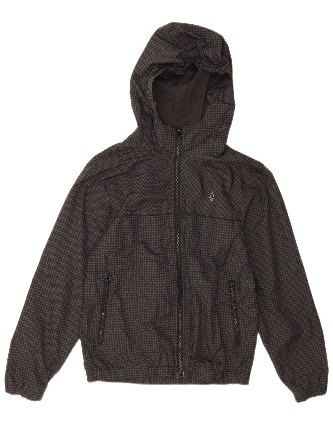 Volcom Chubasquero con capucha para niña 13-14 años XL Gris Pata de gallo Poliéster