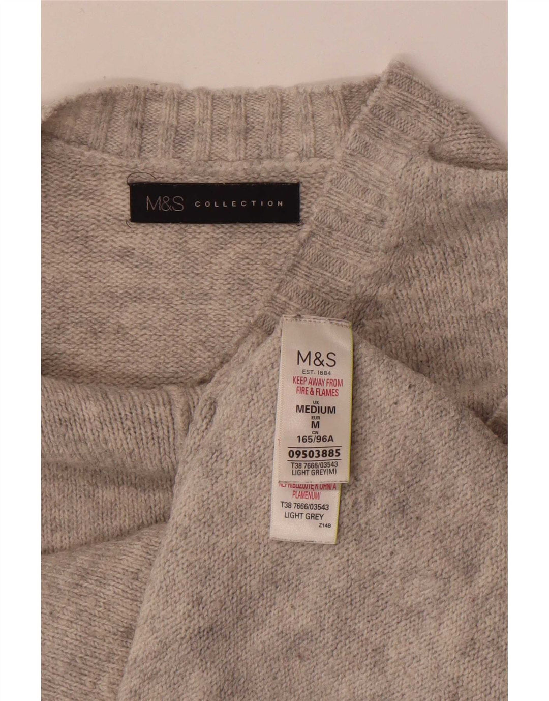 Marks & Spencer Suéter de cuello redondo para mujer UK 44 Acrílico gris medio