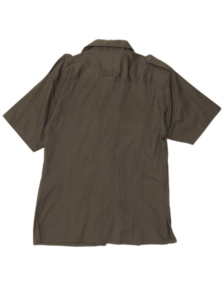 ESSE EMME Camisa militar de manga corta para hombre Algodón caqui medio